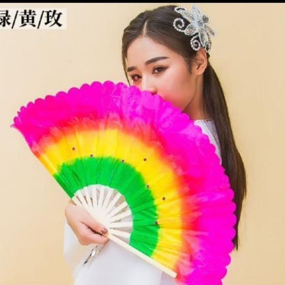 左右手舞蹈扇跳舞扇双面舞台道具演出扇子广场舞胶州秧歌扇18骨飘10