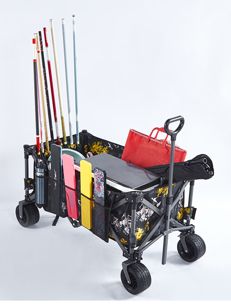 营地推车 伯义钓鱼拉杆车黑坑专用战车可折叠渔具小拉车户外手拉车