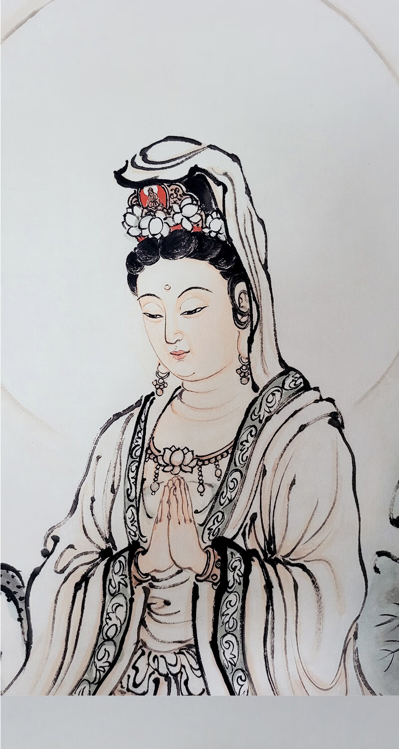 时尚家居卷轴挂画普陀山加护观音菩萨画像南海观音家用供奉观世音菩萨