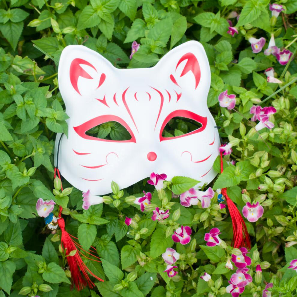 狐狸面具半脸古风中国风汉服妖狐女日本手绘和风动漫格调点 款式4