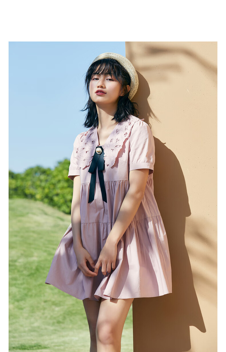 夏日午后花园 紫涵2021年夏装新款娃娃裙分层拼接宽松连衣裙裙子 少女