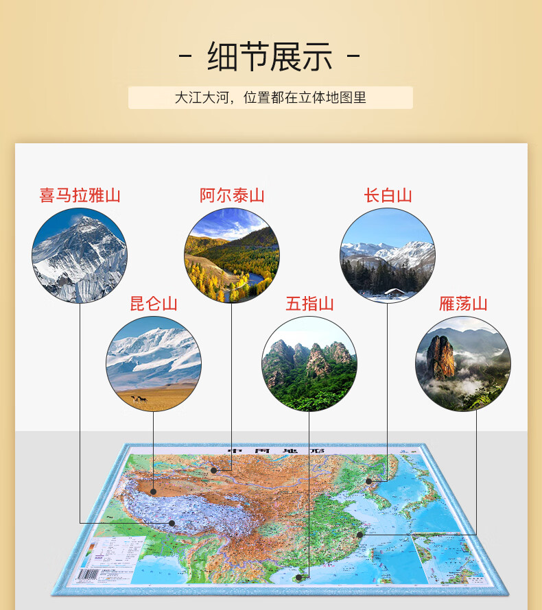 立体浮雕地图中国和世界地形图立体地图浮雕年新版高清凹凸山脉画3d