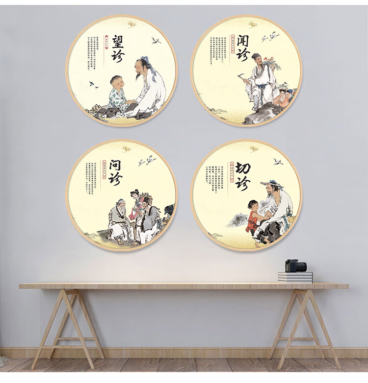 中医装饰画望闻问切挂画圆形装饰画中医馆大医精诚字画十大名医诊所