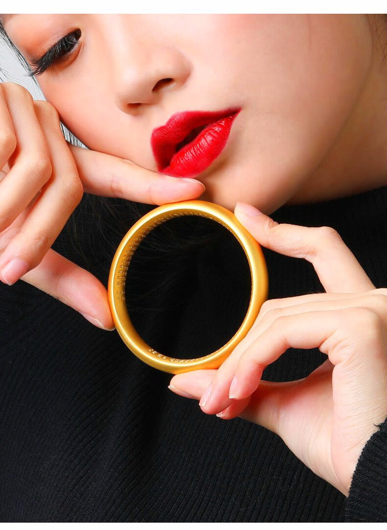 抖音越南沙金手镯女哑光款金实心镯子首饰传承古法金色金复古女款简约