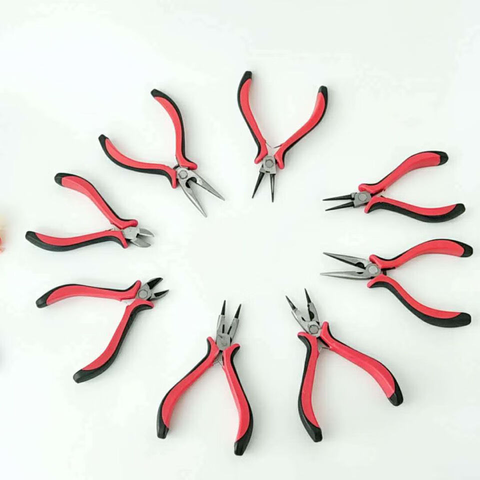 红柄尖嘴钳斜口钳珠宝钳双圆饰品手工具迷你钳子剪平钳打孔钳黑柄卷针