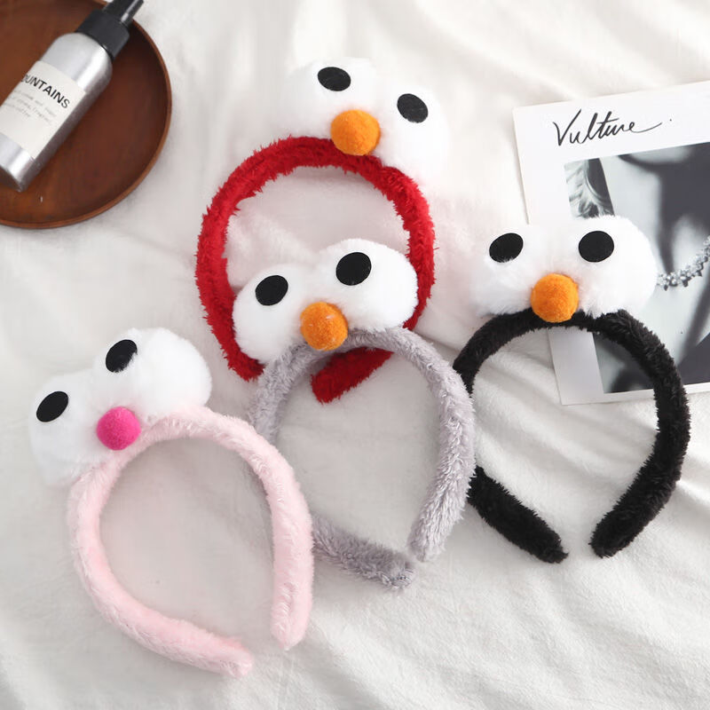 nice韩国芝麻街卡通发箍毛绒大眼睛头饰可爱超萌甜美头箍洗脸宽边发卡