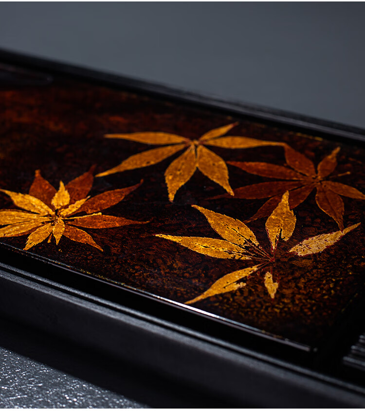 漆器茶盘吾和漆器茶具福州大漆手工制作干湿两用茶盘电木枫叶茶室装饰