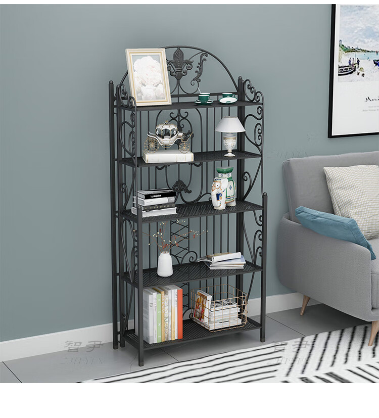卡汐沐轻奢铁艺网红书架置物架花架学生书柜创意架子落地书橱艺术展示
