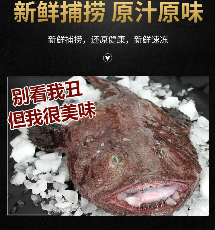 安康鱼新鲜蛤蟆鱼深海鮟鱇鱼灯笼鱼丑鱼大嘴鱼海鲜海鱼89斤安康鱼