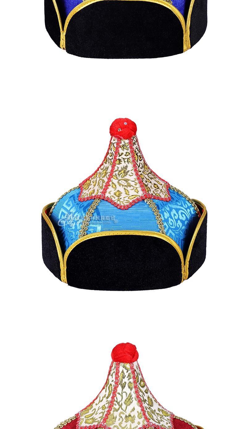 卡地兹蒙古帽子男蒙古族王爷帽尖顶蒙古男帽成人款民族舞蹈演出头饰