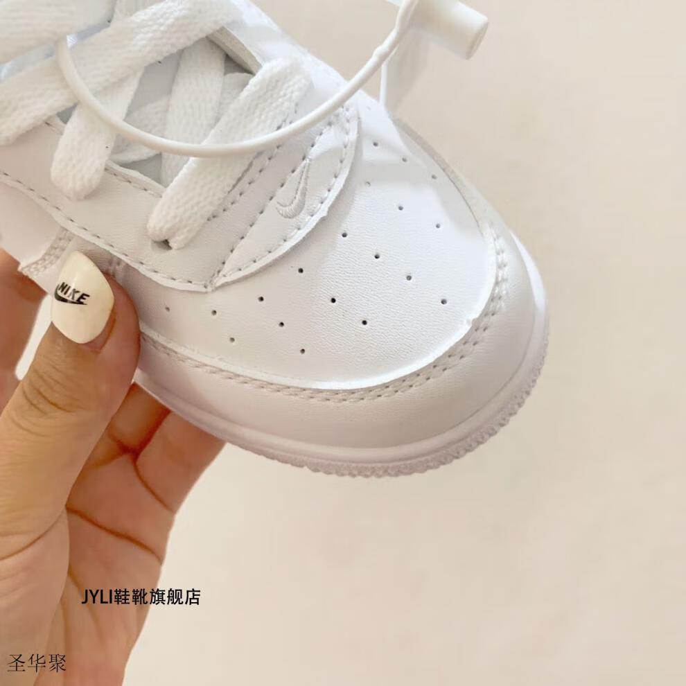 童鞋af1男童女童中大童低帮魔术贴运动鞋小白鞋百搭板鞋 白黑红中帮