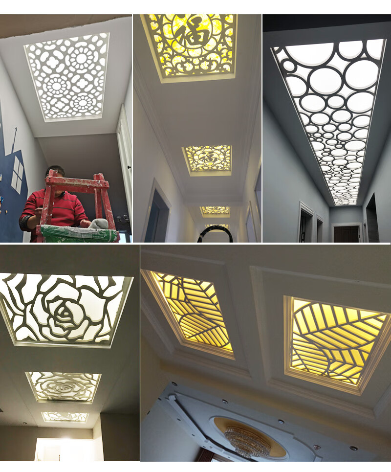 定制镂空花格吊顶雕花板pvc高密度装饰板花格隔断玄关过道走廊镂空