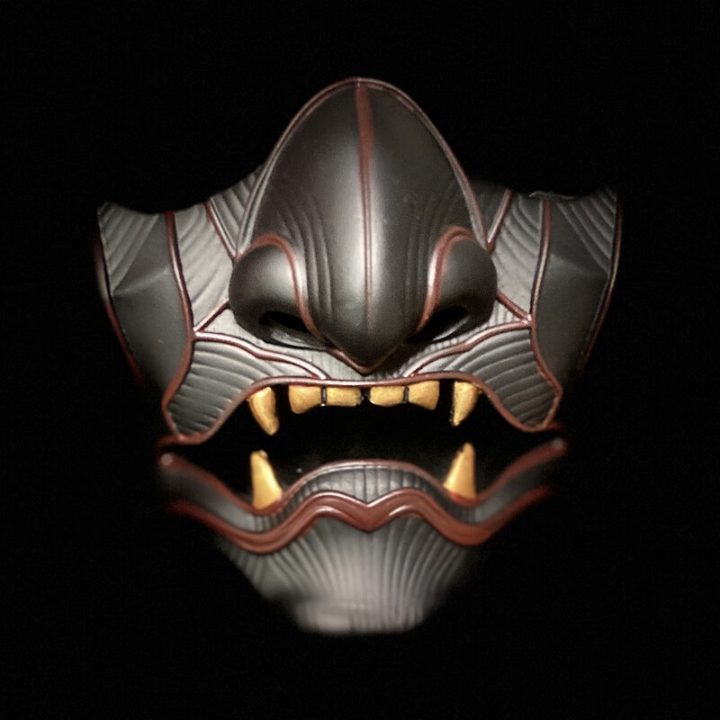 般若面具 之魂鬼半脸游戏周边日本武士树脂二次元cos舞会道具 深蓝色