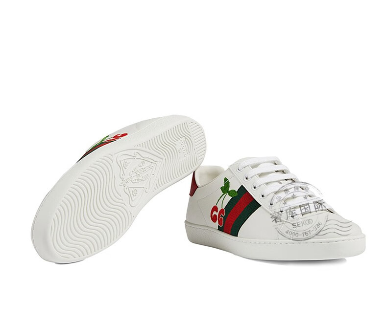 gucci古驰女鞋ace系列樱桃图案刺绣休闲鞋小白鞋板鞋577145a38v