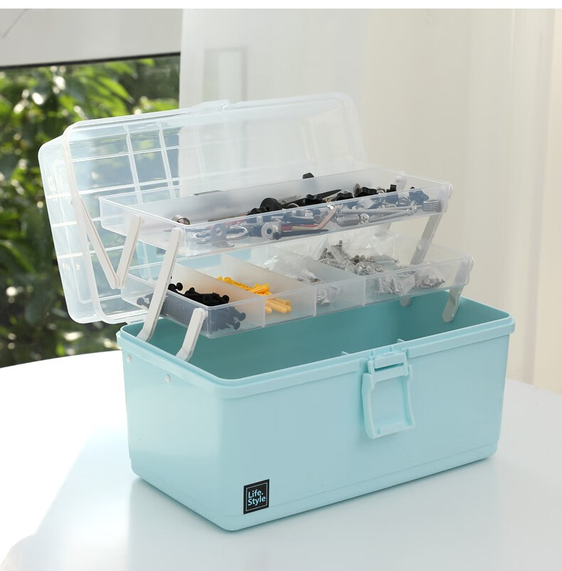 工具箱多功能收纳箱手提储物箱多层塑料收纳盒家用五金透明整理箱三层