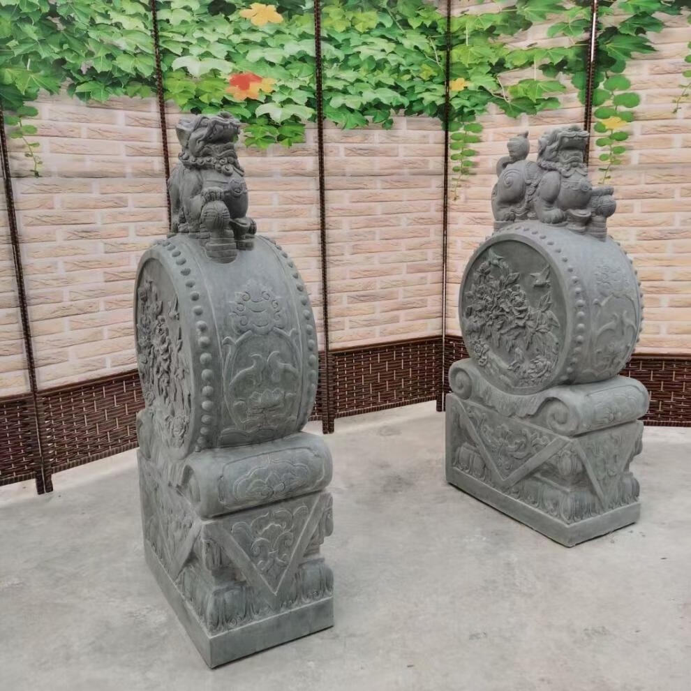 蓝桂仿古门墩门当石鼓石雕门墩抱鼓石富余麒麟貔貅石狮子门鼓宅60精细