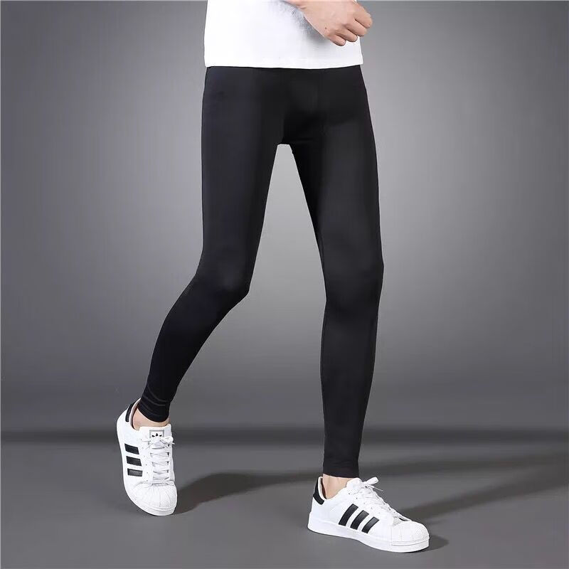 美黛丝秋冬青少年男士加绒加厚保暖裤男学生紧身弹力打底裤单件秋裤薄