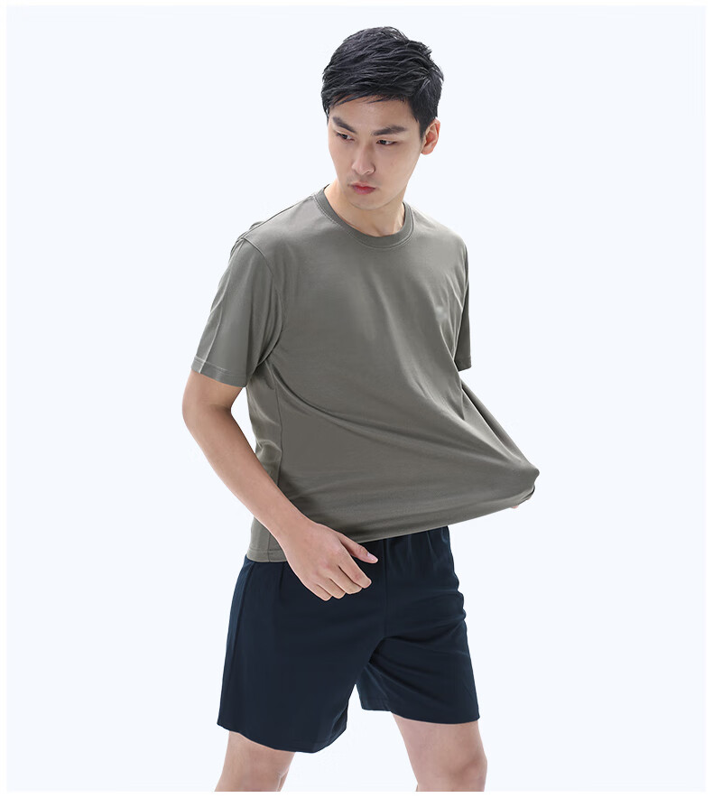 男夏季跑步作训体能服短袖短裤军t恤体能服女套装 灰色【单上衣】 160