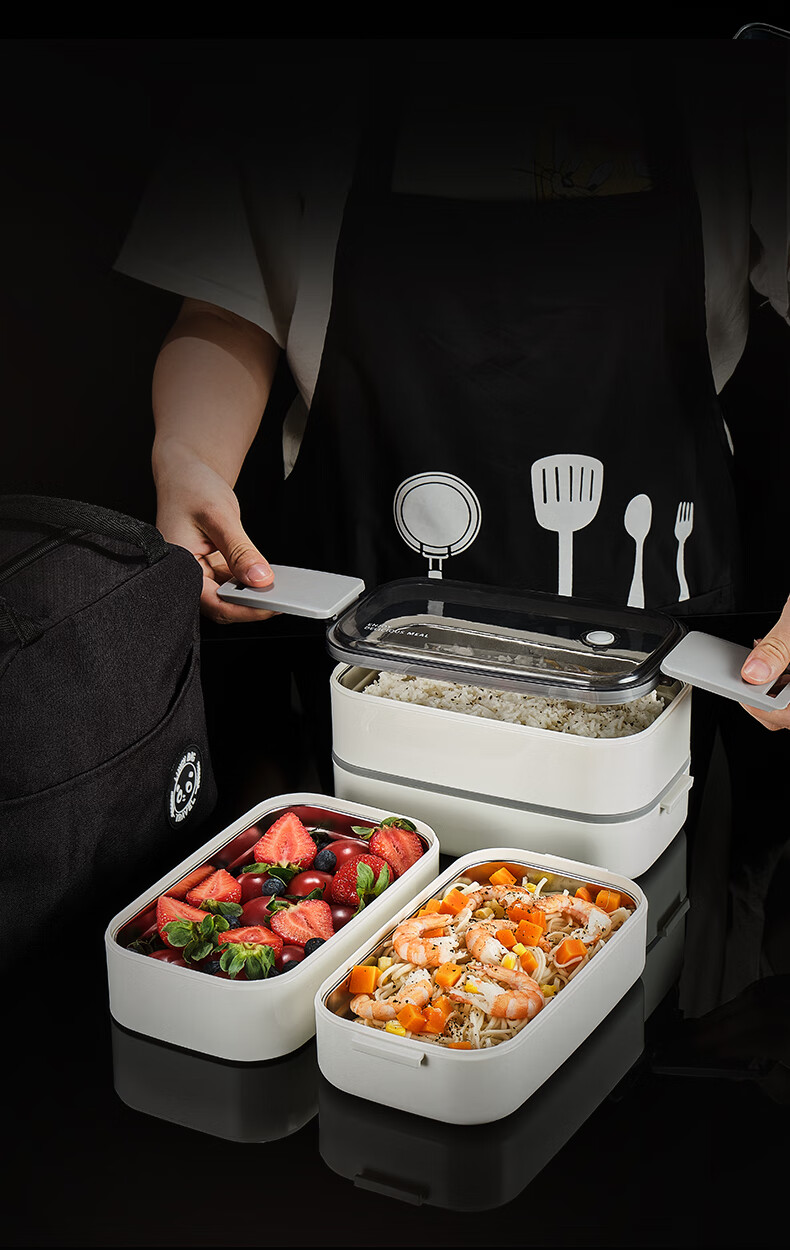 工作餐盒不锈钢饭盒学生304不锈钢简约男女上班族加热便当盒带餐具