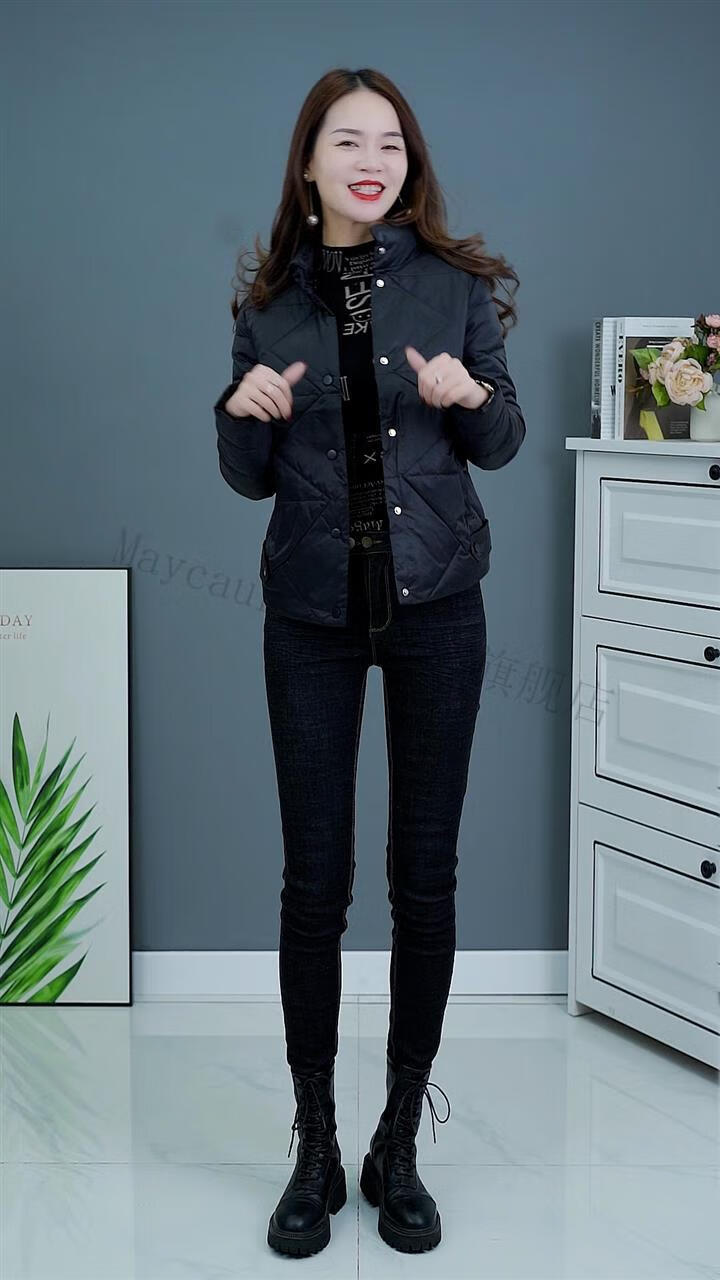 抖音同款衣米娜女装时尚轻薄棉服女装2021今年新款冬季小个子maycaur