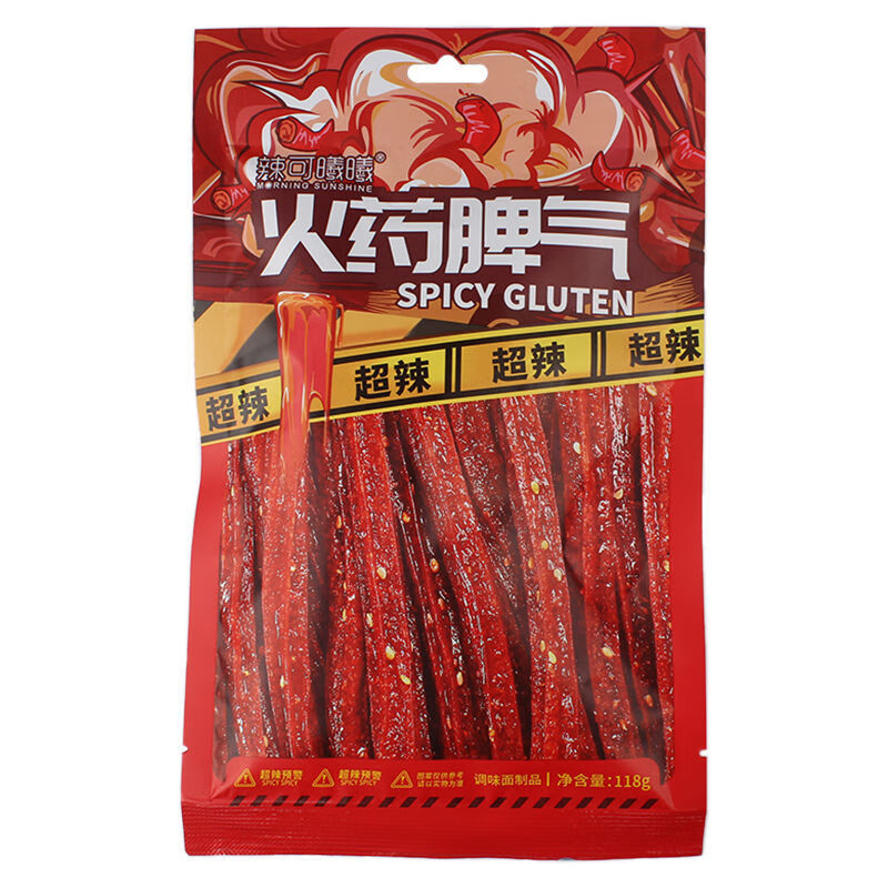 辣可曦曦辣条火脾气片条108g2袋超辣爆辣变态辣网红辣条零食火药脾气