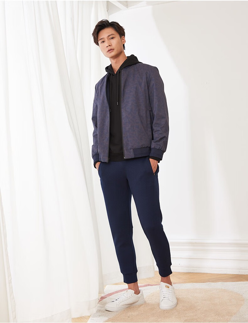 金利来奥特莱斯男装秋季防泼水面料双面穿棒球领短款男士夹克外套a蓝