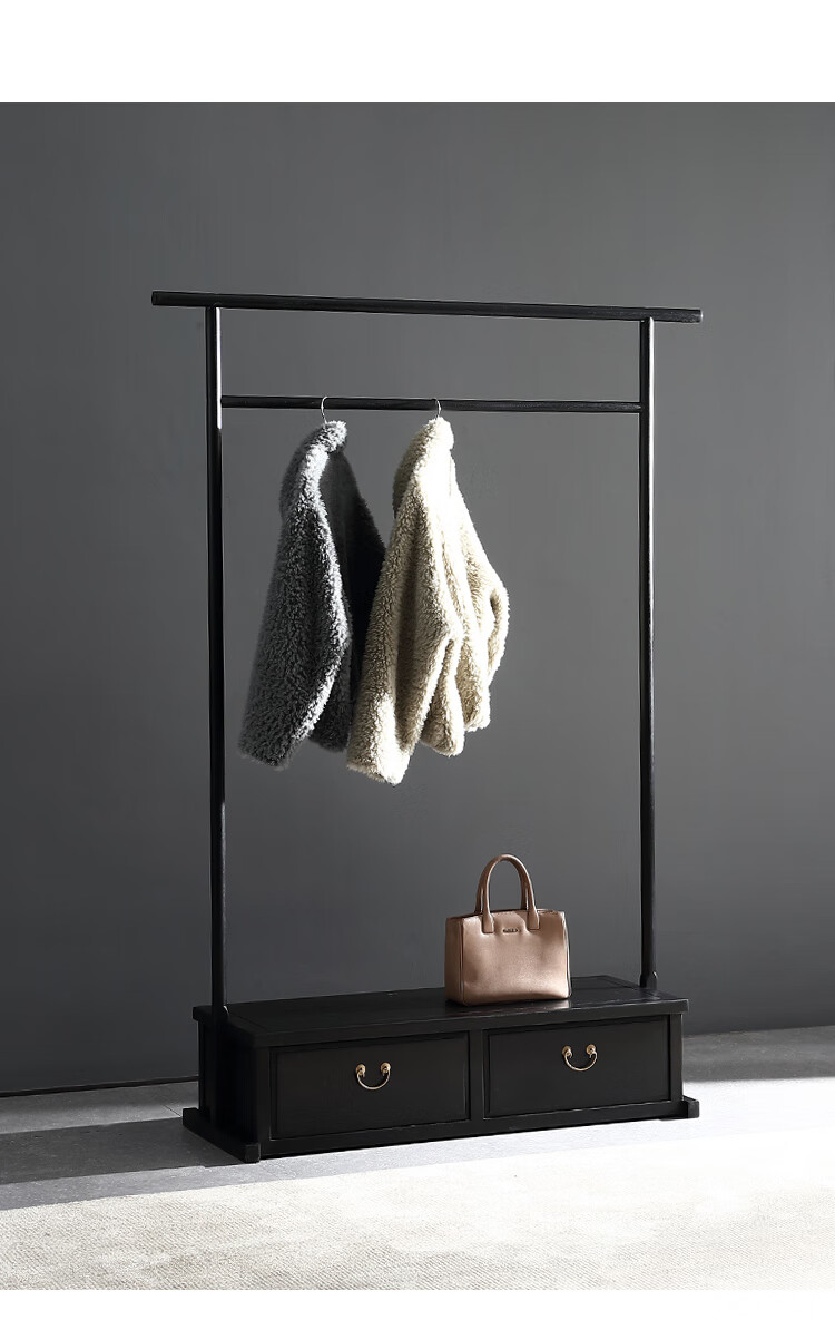 中式衣架胡桃木新中式简易客厅衣帽架进门全实木挂衣架落地式卧室客厅