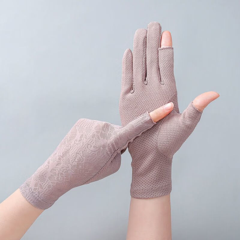 露二指防晒半指手套女夏季冰丝开车骑车防滑薄短款防滑d1b