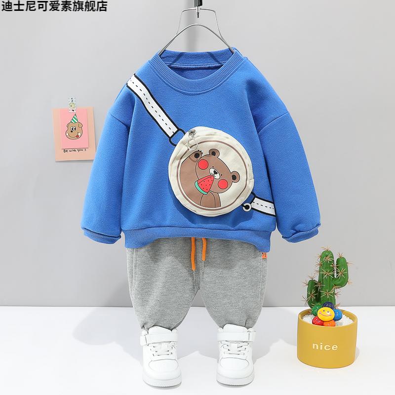 迪士尼(disney)纯棉宝宝春装童小孩洋气衣服两件套3潮1-2岁男童装春秋