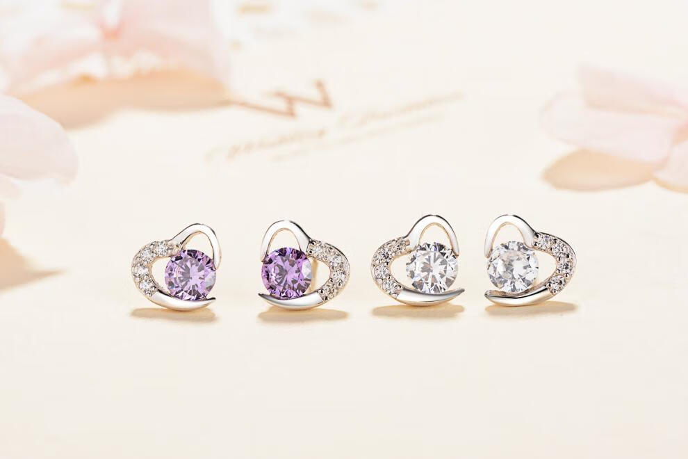 老凤祥款式银饰999足银女款韩版时尚耳环简约耳饰生日女友闺蜜心扉