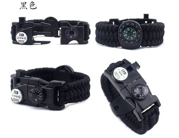 多功能求生手绳手链户外男多功能战狼手环指南针打火石荒野生存战术手