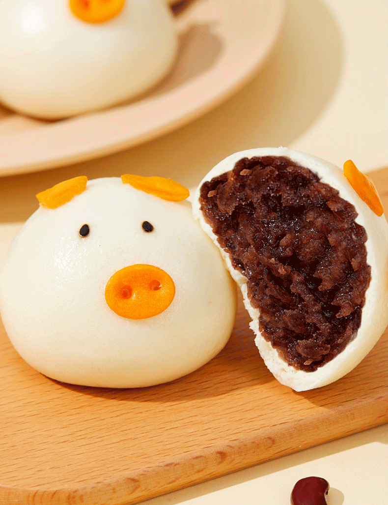 抖音同款年货节卡通包子馒头30个儿童宝宝奶香可爱果蔬奶黄包半成品