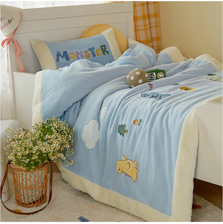 京选品质牛奶绒单独被套a类儿童牛奶绒单独小被套120x150珊瑚绒幼儿园