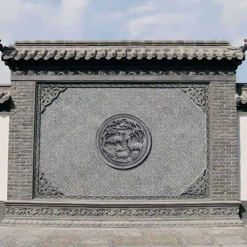 定制砖雕仿古砖雕中式古建砖雕影壁墙照壁挂件八角形福禄寿喜砖雕装饰