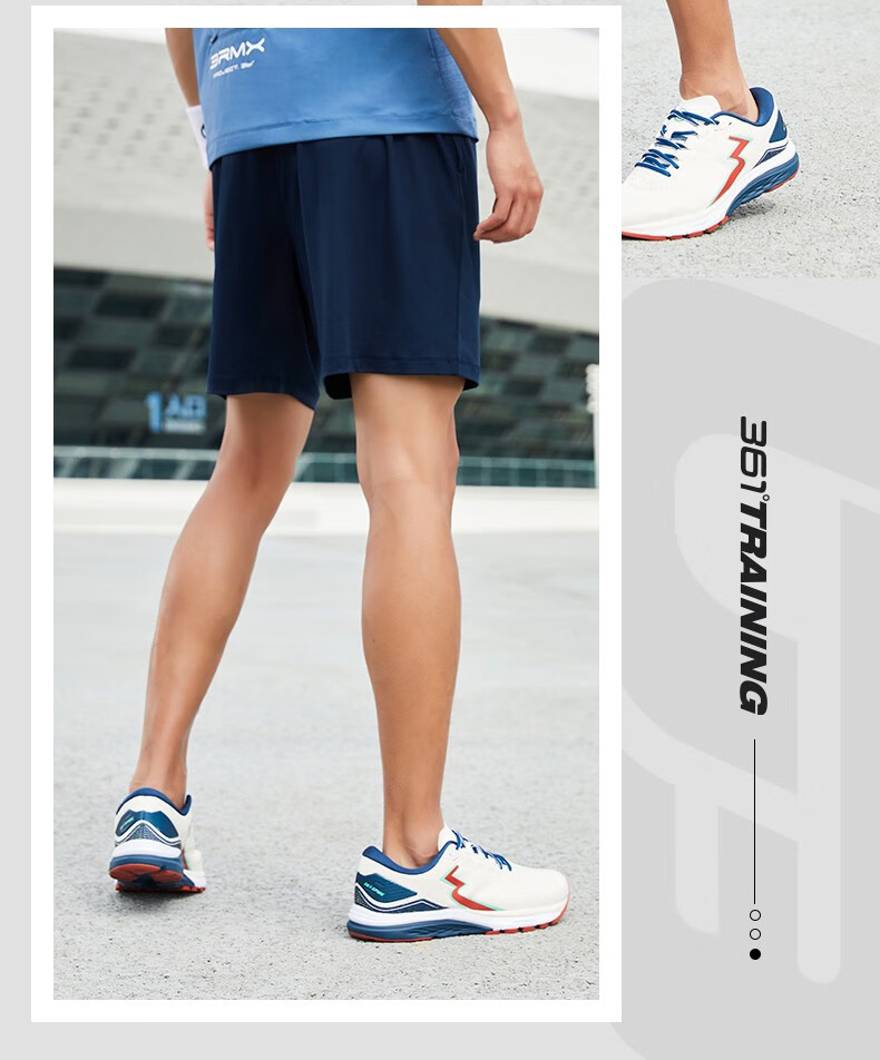 预售361度运动短裤男夏季薄款针织短裤男士常规休闲裤子new深墨蓝m
