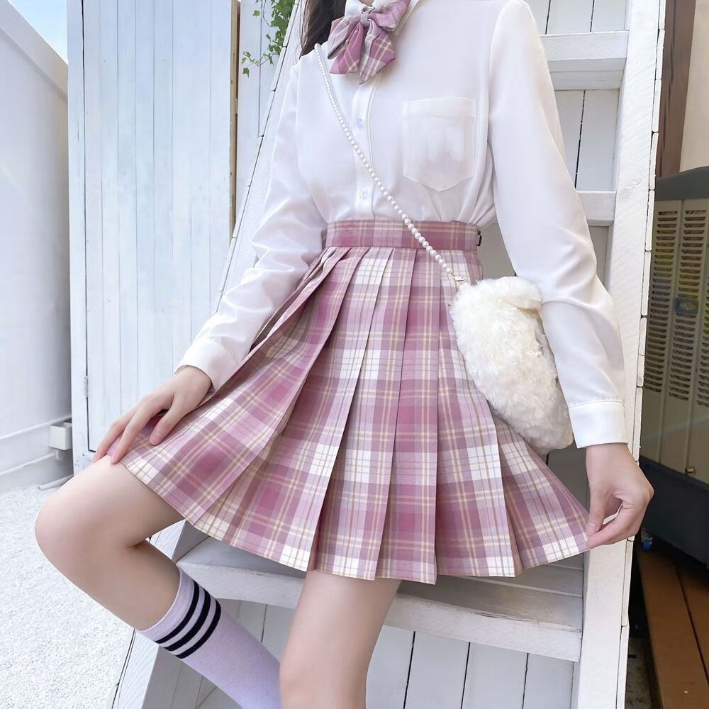 柠檬海盐jk制服裙套装全套夏季短袖日系学院风百褶裙女学生格裙子单独