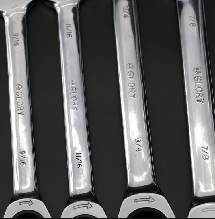 快速棘轮呆扳手英制镜面梅花开口棘轮两用快速省力扳手套装732