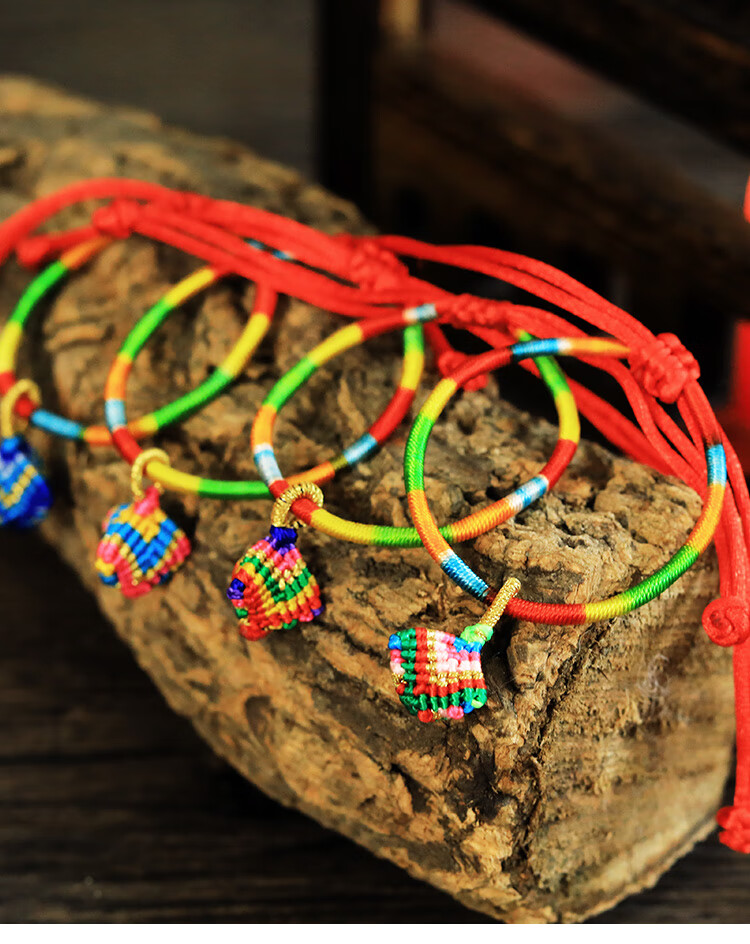 端午节粽子手链情侣手工编织手绳五彩绳儿童商场幼儿园活动礼品 四色