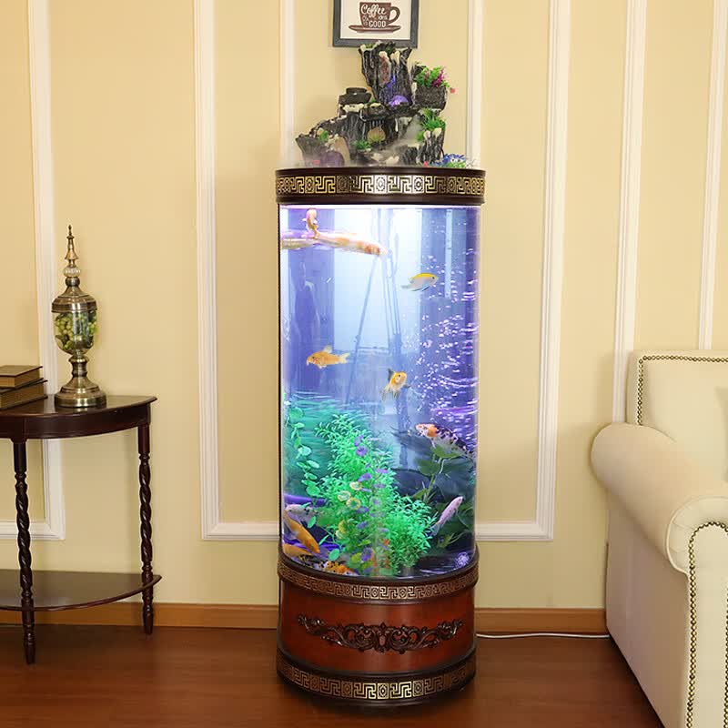 【京东推荐】圆柱形金鱼缸客厅免换水迷你欧式落地生态流水族箱大小型