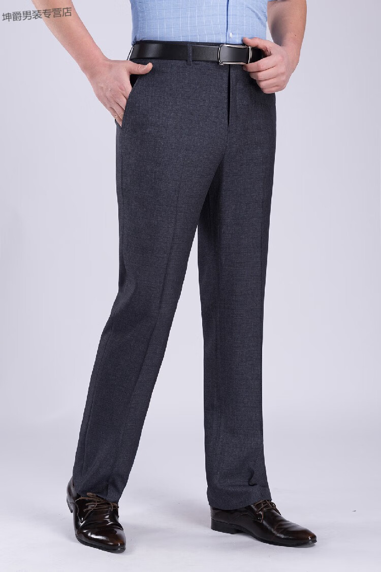 香港老爷车(laoyeche)夏季中年男士西裤商务休闲蚕丝薄款抗皱免烫男裤