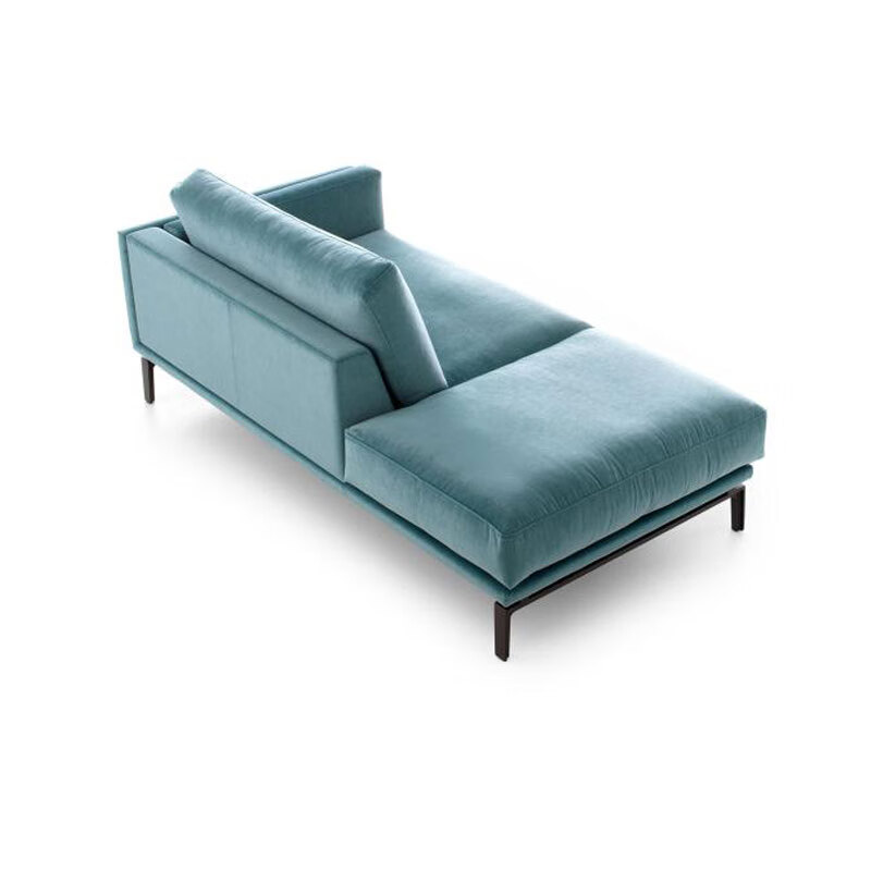 现代简约布艺贵妃椅北欧轻奢金属皮艺懒人躺椅美人榻网红双人沙发 160