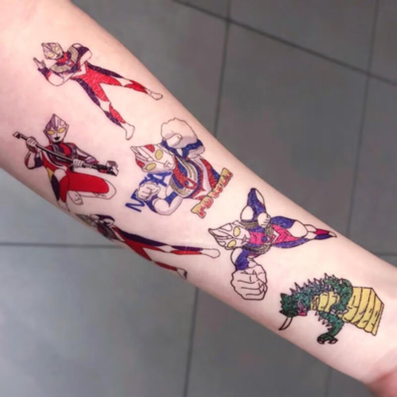 2022新款禾佳成纹身贴纸防水奥特曼卡通彩色纹身贴纸防水儿童贴纸动漫