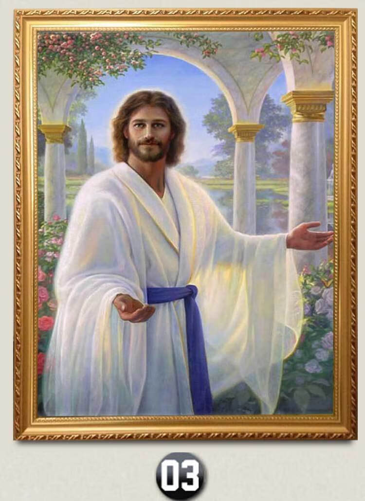 基督教挂画客厅 牧羊挂画像木框客厅卧室怀旧人物基督教十字架装饰画