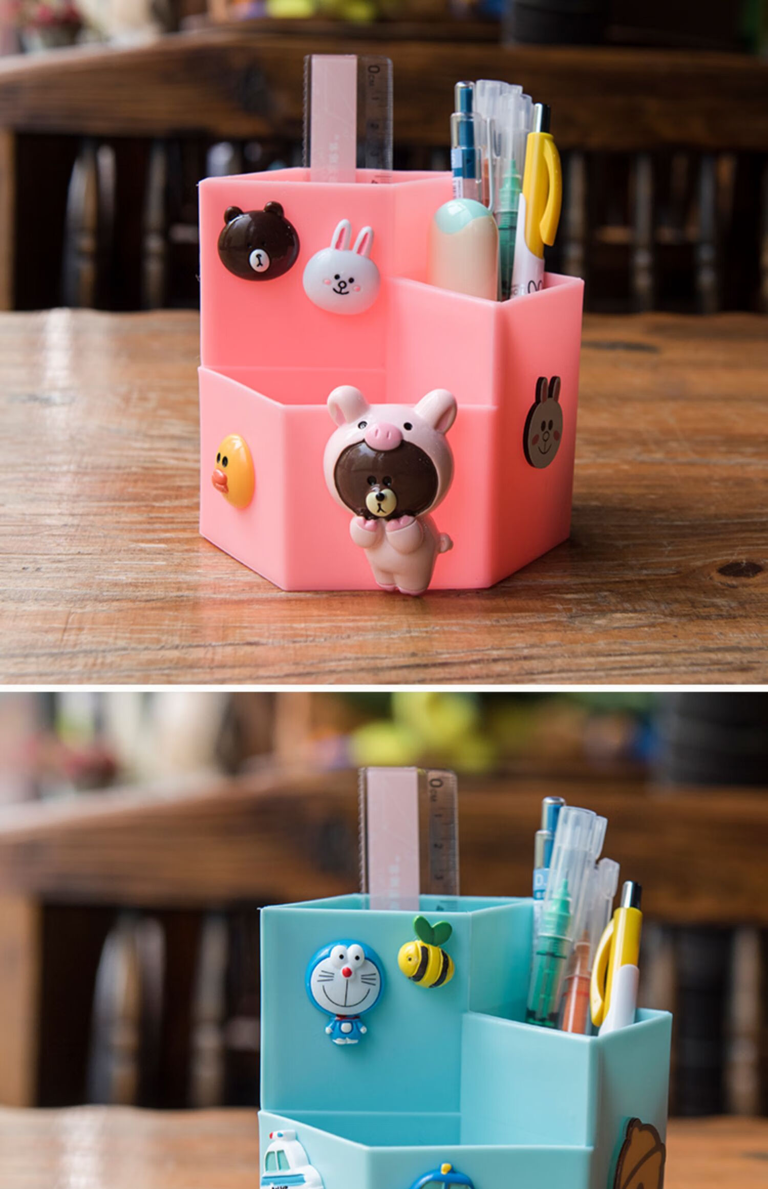 卡通笔筒可爱少女心创意时尚ins风儿童学生文具收纳盒桌面多功能粉色