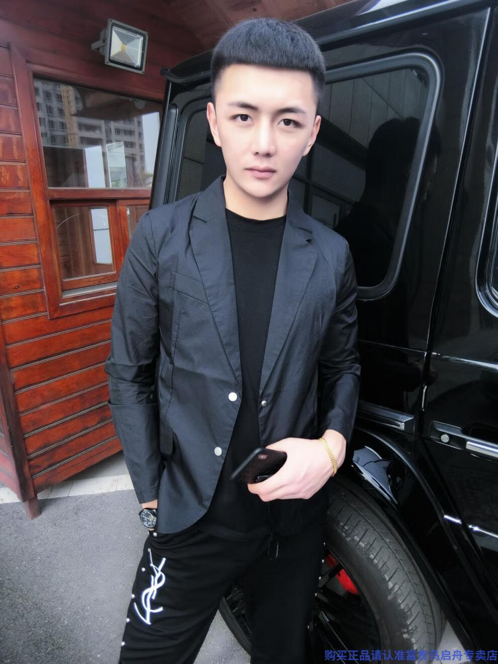 富贵鸟v网红快手王老大同款夏季男白色西服外套防晒衣精神小伙白色m