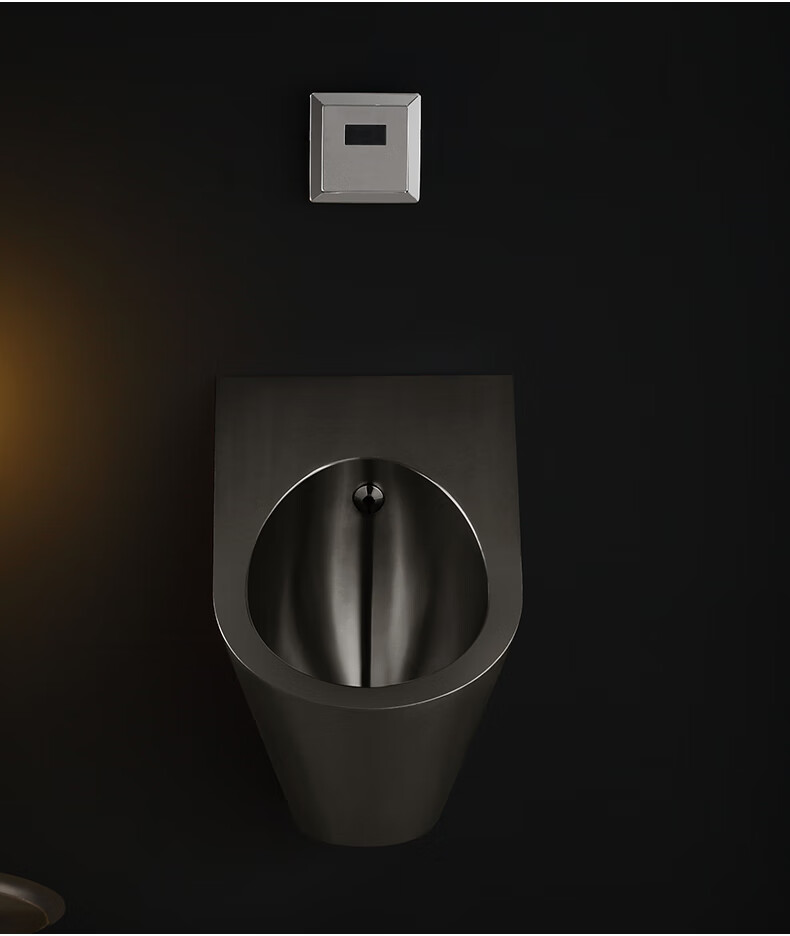 北欧黑色不锈钢小便池挂墙感应式酒吧轻奢金色小便斗小便器zg8105原色