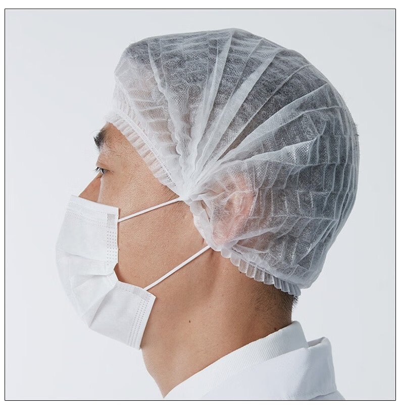 尚阳 一次性帽子防尘帽医生车间工作透气男女条形无纺布头套发网 蓝色