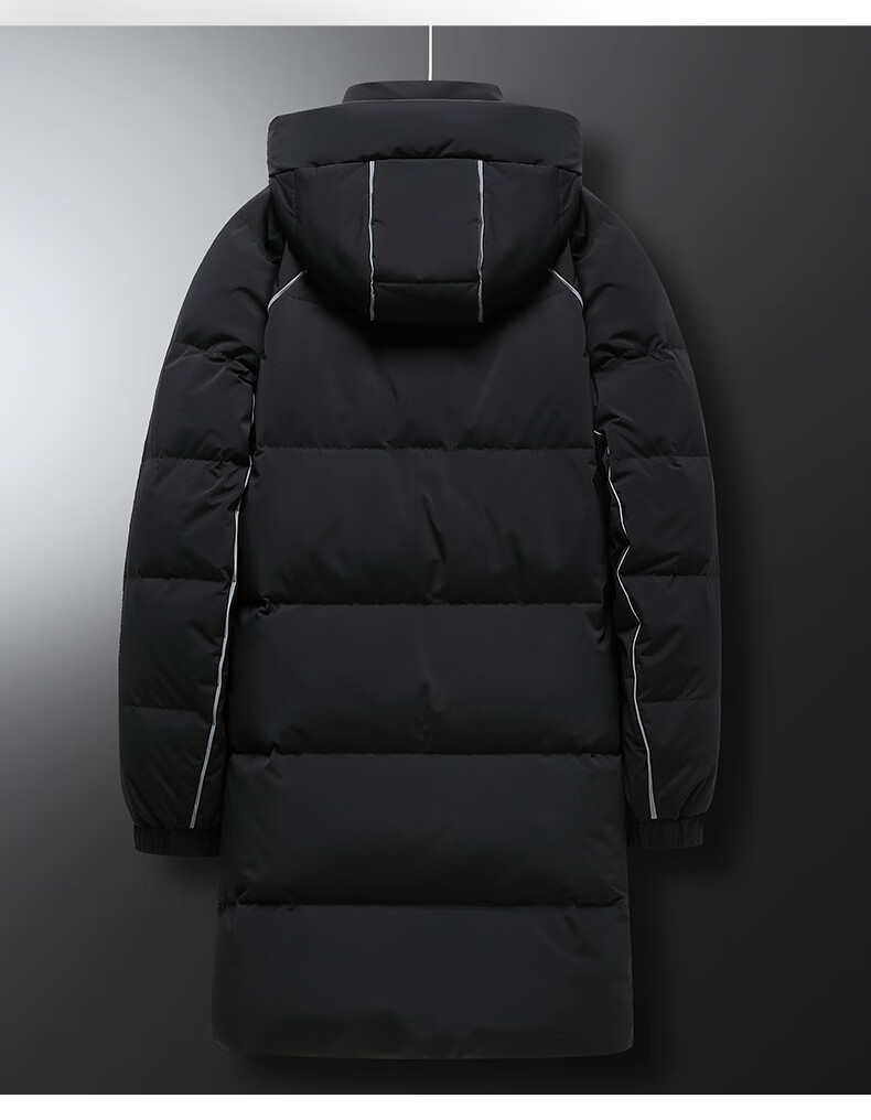pauzto白鸭绒冬装加厚保暖防寒外套衣服英伦连帽中长款男士服 tbh9958