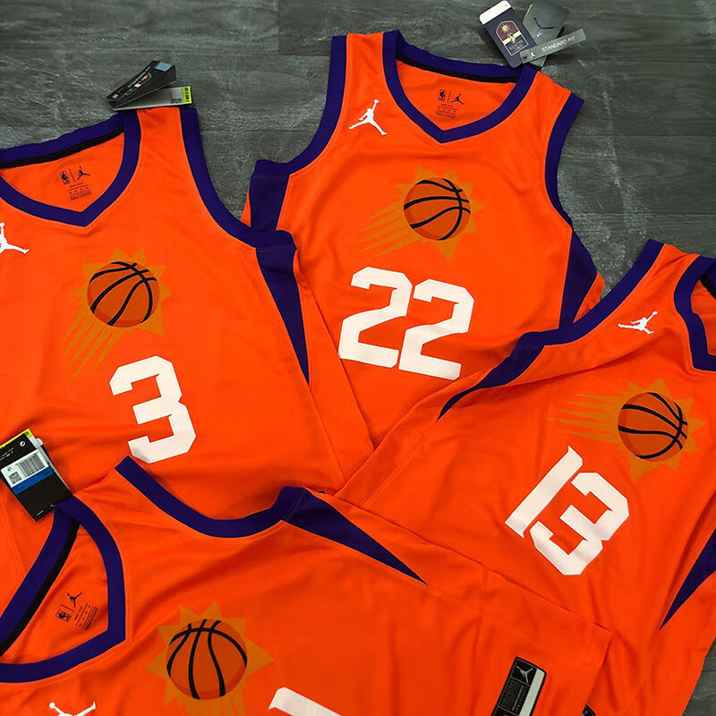 腾讯体育nba同款nba21赛季太阳队篮球服保罗3号球衣艾顿22号橙色篮球