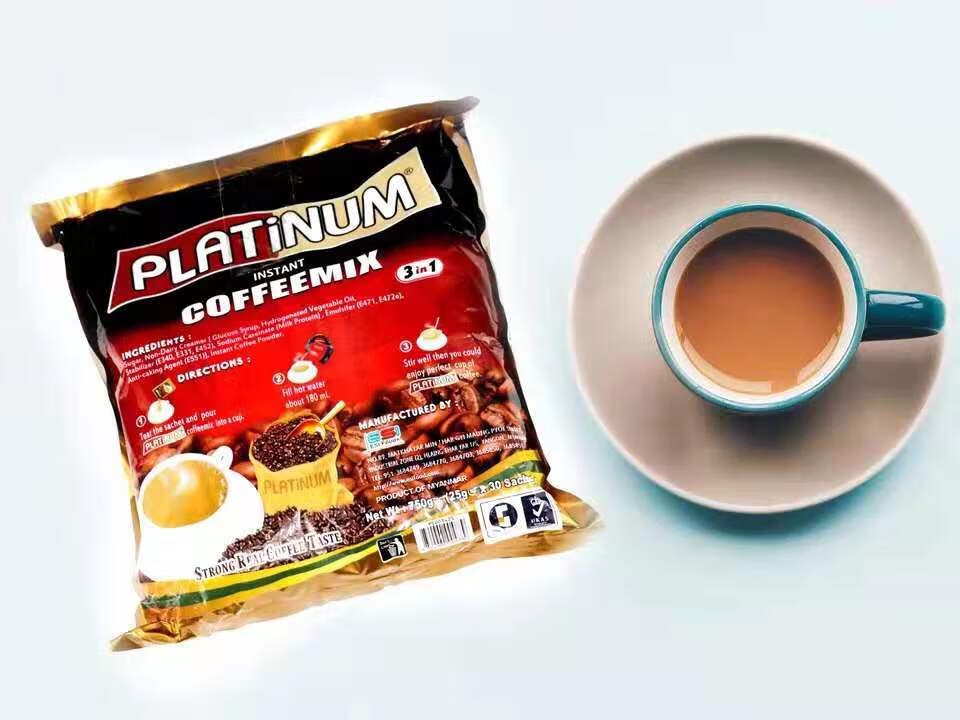 5折 缅甸platinum黑咖啡 缅甸特产 黑咖啡 750g*袋 三合一速溶咖啡